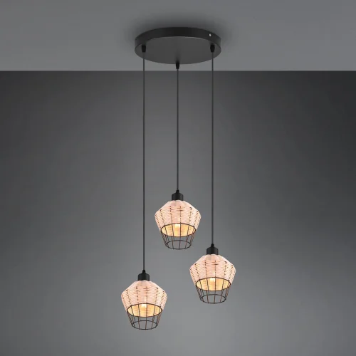 LAMPADA DA SOFFITTO A 3 LUCI IN RATTAN NATURALE GALADRIEL