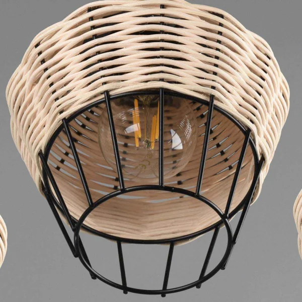 LAMPADA DA SOFFITTO A 3 LUCI IN RATTAN NATURALE GALADRIEL