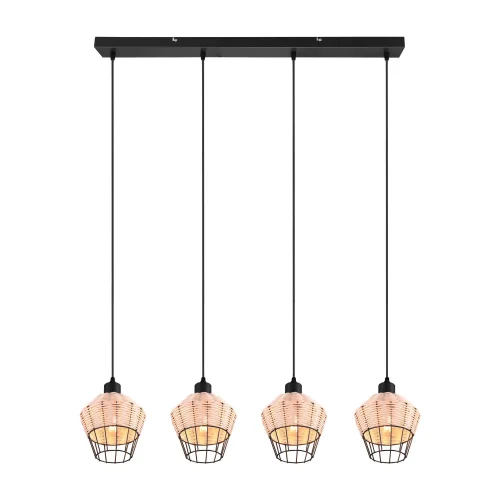 LAMPADA DA SOFFITTO 4 LUCI IN RATTAN NATURALE GALADRIEL