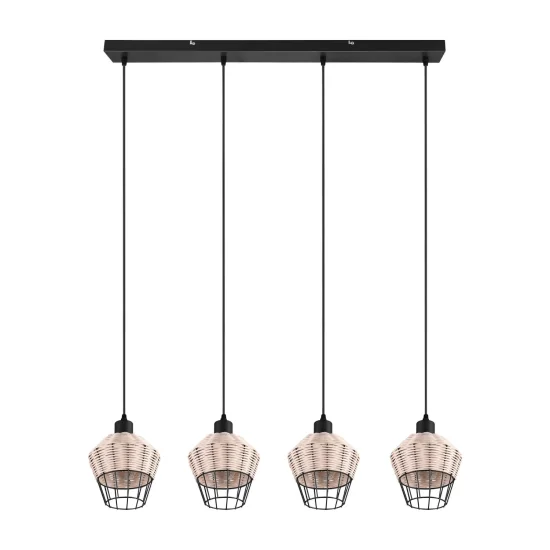 LAMPADA DA SOFFITTO 4 LUCI IN RATTAN NATURALE GALADRIEL 2