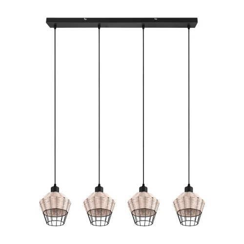 LAMPADA DA SOFFITTO 4 LUCI IN RATTAN NATURALE GALADRIEL