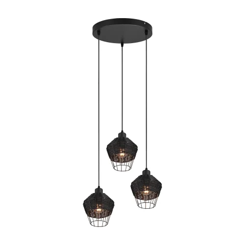 LAMPADA DA SOFFITTO 3 LUCI IN RATTAN NERO GALADRIEL