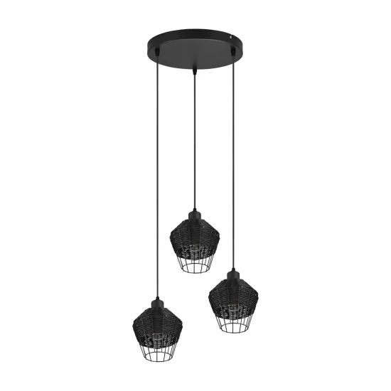 LAMPADA DA SOFFITTO 3 LUCI IN RATTAN NERO GALADRIEL 2