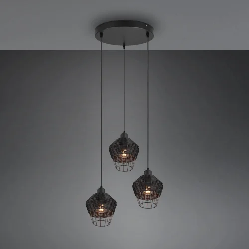 LAMPADA DA SOFFITTO 3 LUCI IN RATTAN NERO GALADRIEL