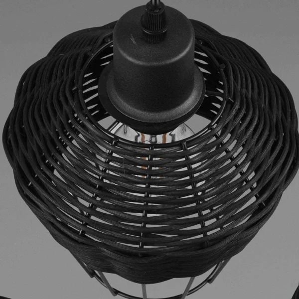 LAMPADA DA SOFFITTO 3 LUCI IN RATTAN NERO GALADRIEL