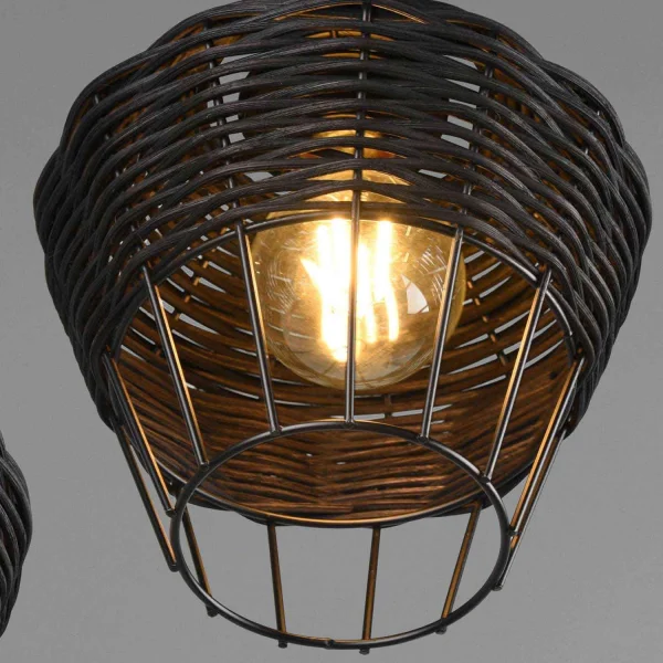 LAMPADA DA SOFFITTO 3 LUCI IN RATTAN NERO GALADRIEL