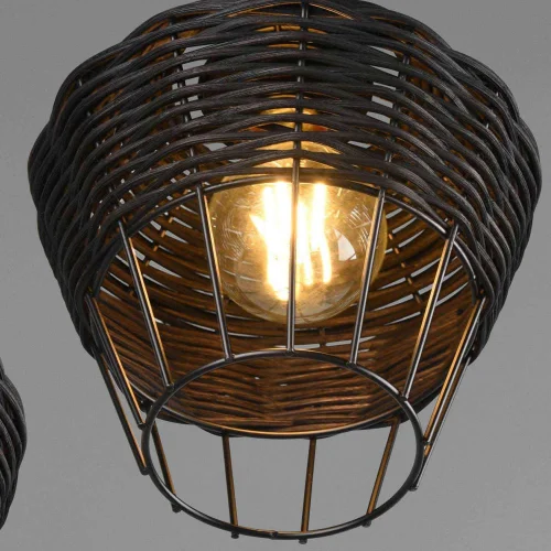 LAMPADA DA SOFFITTO 3 LUCI IN RATTAN NERO GALADRIEL
