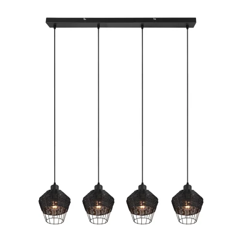 LAMPADA DA SOFFITTO 4 LUCI IN RATTAN NERO GALADRIEL