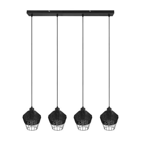 LAMPADA DA SOFFITTO 4 LUCI IN RATTAN NERO GALADRIEL 2