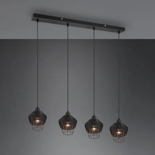 LAMPADA DA SOFFITTO 4 LUCI IN RATTAN NERO GALADRIEL