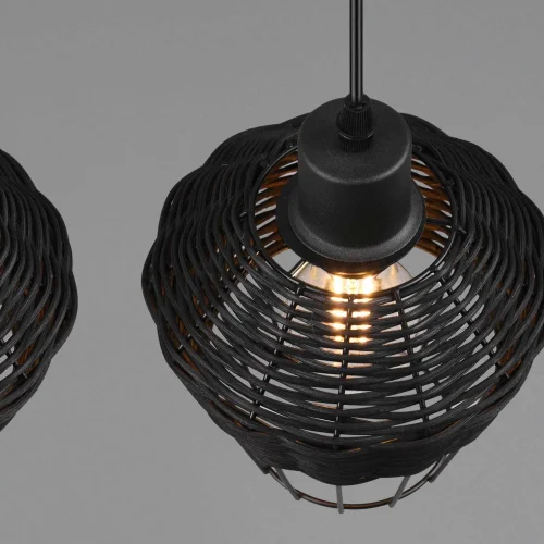LAMPADA DA SOFFITTO 4 LUCI IN RATTAN NERO GALADRIEL