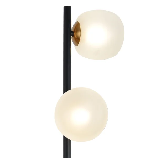 LAMPADA DA PIEDI A 3 LUCI IN FERRO NERO CON PARALUME BIANCO NICOLETTA