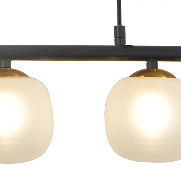 LAMPADA DA SOFFITTO A 5 LUCI IN FERRO NERO CON PARALUME BIANCO NICOLETTA