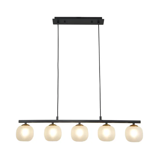 LAMPADA DA SOFFITTO A 5 LUCI IN FERRO NERO CON PARALUME BIANCO NICOLETTA 2
