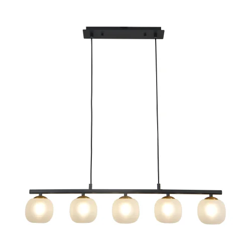 LAMPADA DA SOFFITTO A 5 LUCI IN FERRO NERO CON PARALUME BIANCO NICOLETTA