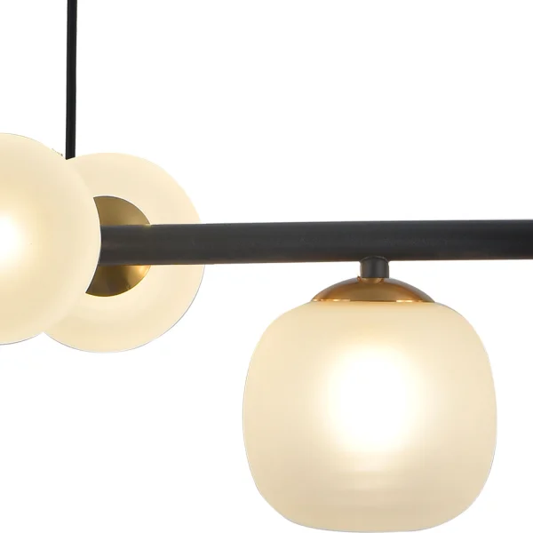 LAMPADA DA SOFFITTO A 8 LUCI IN FERRO NERO CON PARALUME BIANCO NICOLETTA