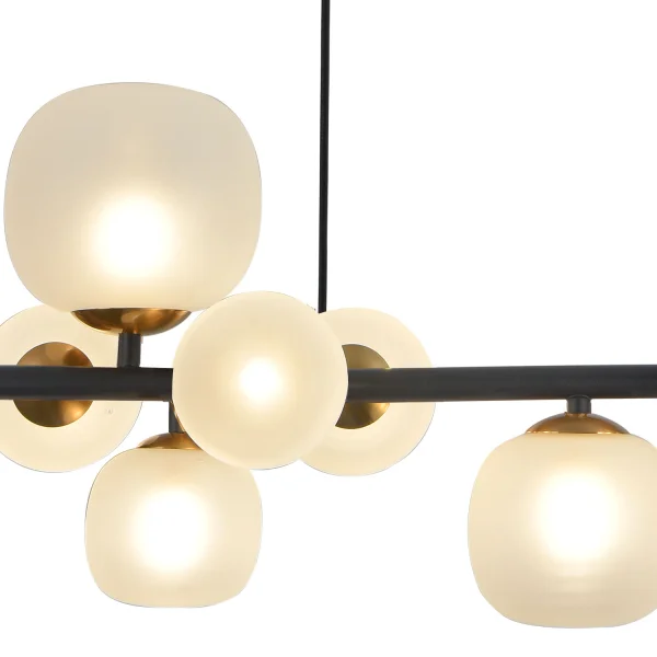 LAMPADA DA SOFFITTO A 8 LUCI IN FERRO NERO CON PARALUME BIANCO NICOLETTA