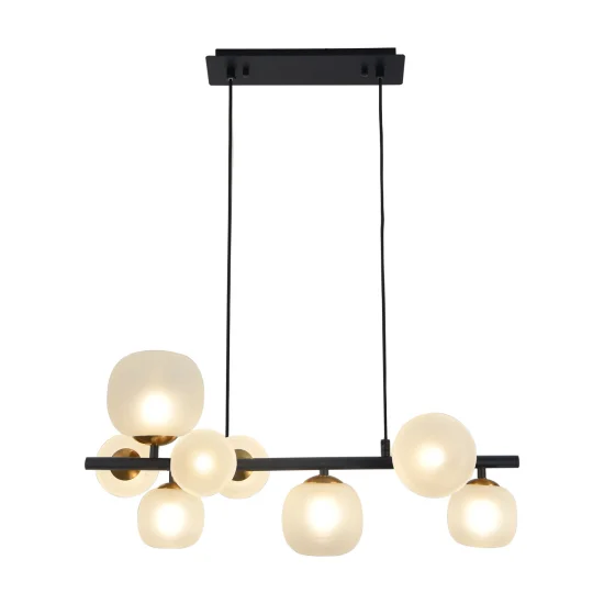 LAMPADA DA SOFFITTO A 8 LUCI IN FERRO NERO CON PARALUME BIANCO NICOLETTA 2