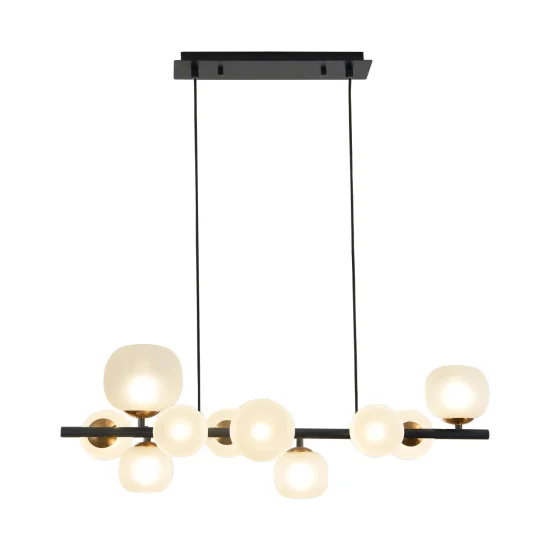 LAMPADA DA SOFFITTO A 10 LUCI IN FERRO NERO CON PARALUME BIANCO NICOLETTA 2