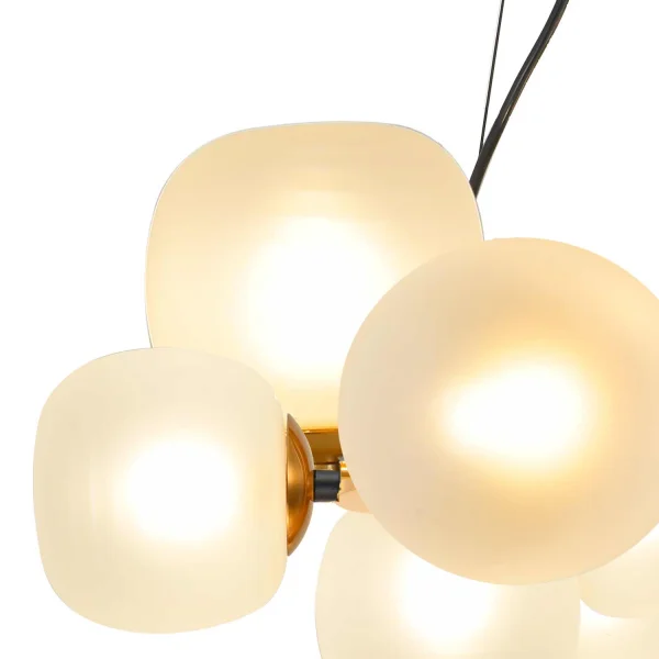 LAMPADA DA SOFFITTO 11 LUCI FERRO NERO CON PARALUME BIANCO NICOLETTA