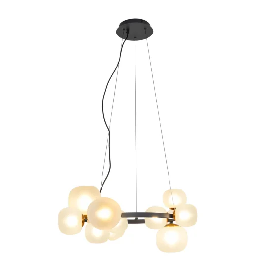 LAMPADA DA SOFFITTO 11 LUCI FERRO NERO CON PARALUME BIANCO NICOLETTA 2