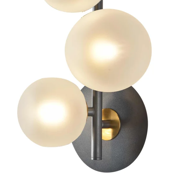 APPLIQUE 3 LUCI FERRO NERO CON PARALUME BIANCO NICOLETTA