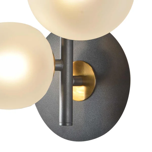 APPLIQUE 3 LUCI FERRO NERO CON PARALUME BIANCO NICOLETTA