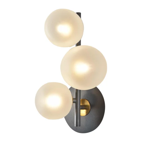 APPLIQUE 3 LUCI FERRO NERO CON PARALUME BIANCO NICOLETTA