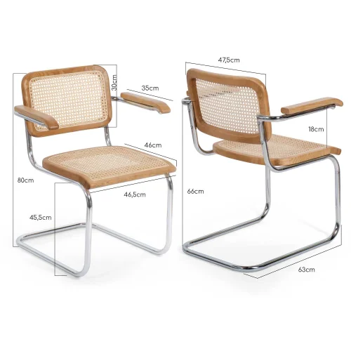 SEDIA WEBSTER CON BRACCIOLI IN RATTAN NATURALE