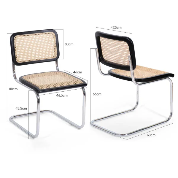 SEDIA WEBSTER NERO RATTAN NATURALE