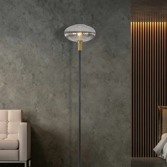 LÁMPARA DE PIE TULIPA FUMÉ SPECCHIATO 160 CM E27 SHELBY