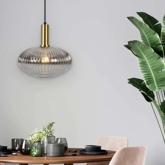 LÁMPARA DE TECHO 1 LUZ TULIPA FUMÉ SPECCHIATO Ø30 E27 SHELBY