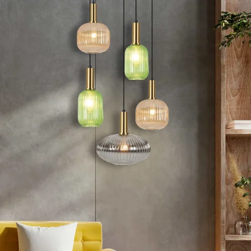 LÁMPARA DE TECHO 5 LUCES TULIPAS COMBINADAS Ø70 E27 SHELBY