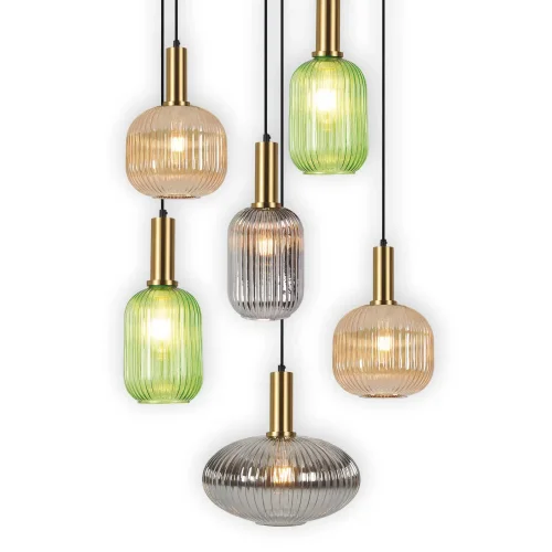 LÁMPARA DE TECHO 6 LUCES TULIPAS COMBINADAS Ø70 E27 SHELBY