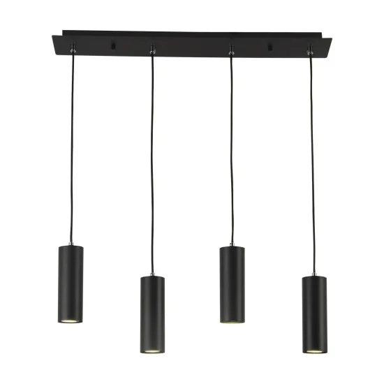 Lampada da soffitto nera a 4 luci GU10 Adara | Lúzete