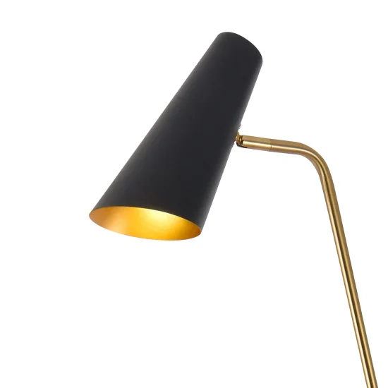 LAMPADA DA TERRA ACCIAIO DORATO/BAILEY NERO 2