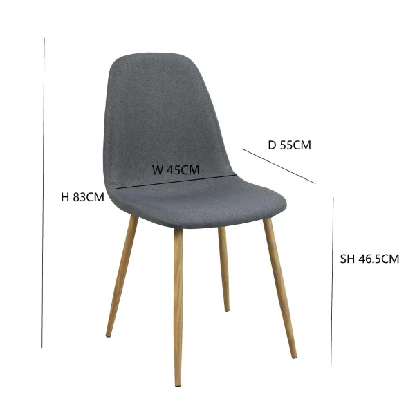 Seduta da pranzo tappezzata grigio scuro Grazia