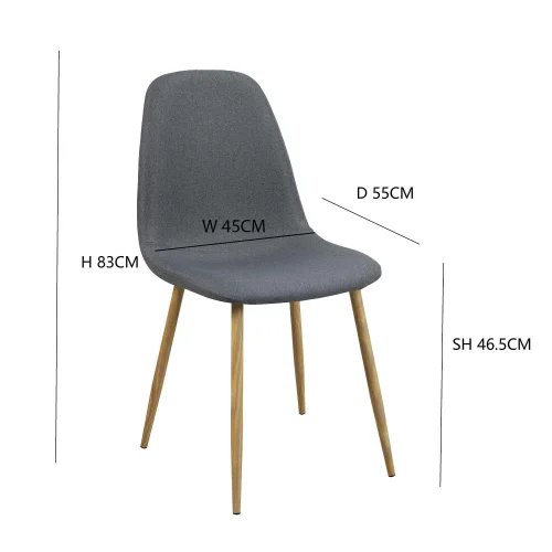 Seduta da pranzo tappezzata grigio scuro Grazia