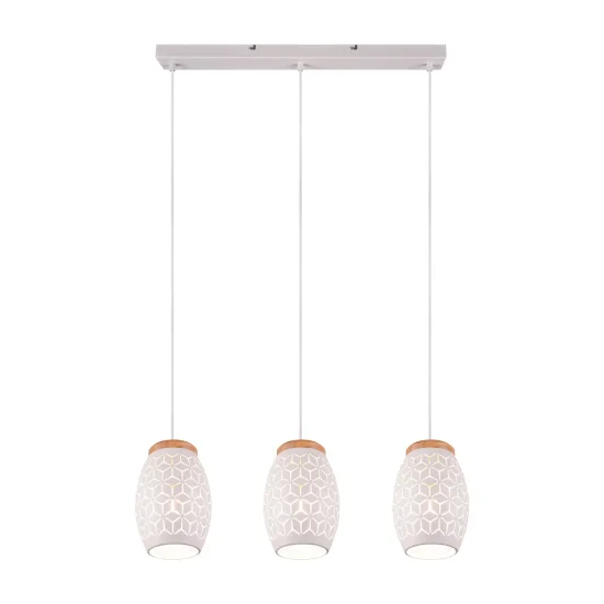 LAMPADARIO SOSPESO 3 LUCI IN METALLO BIANCO E27 BIRKITA