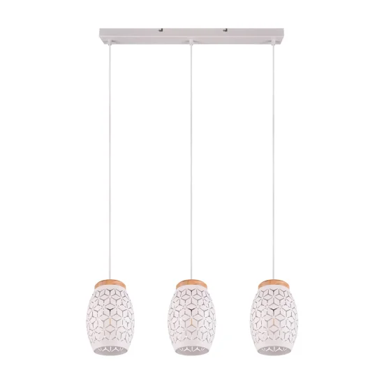 LAMPADARIO SOSPESO 3 LUCI IN METALLO BIANCO E27 BIRKITA 2