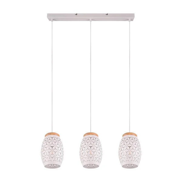 LAMPADARIO SOSPESO 3 LUCI IN METALLO BIANCO E27 BIRKITA