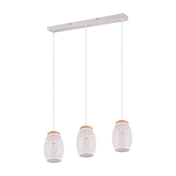 LAMPADARIO SOSPESO 3 LUCI IN METALLO BIANCO E27 BIRKITA