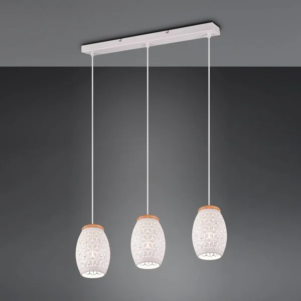 LAMPADARIO SOSPESO 3 LUCI IN METALLO BIANCO E27 BIRKITA