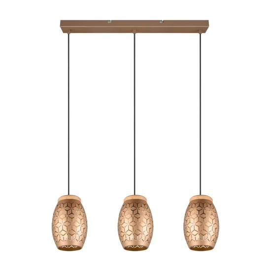 SOSPENSIONE A SOFFITTO 3 LUCI IN METALLO COLOR CAFFÈ E27 BIRKITA 2