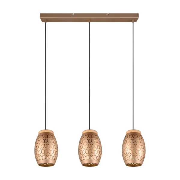 SOSPENSIONE A SOFFITTO 3 LUCI IN METALLO COLOR CAFFÈ E27 BIRKITA