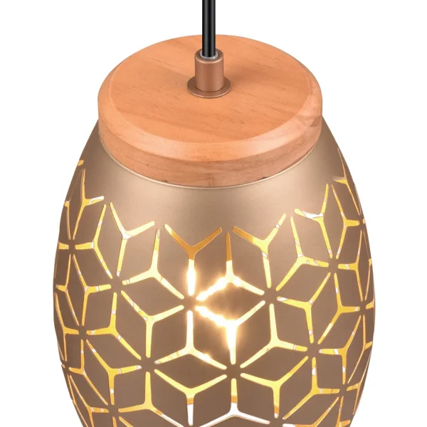 SOSPENSIONE A SOFFITTO 3 LUCI IN METALLO COLOR CAFFÈ E27 BIRKITA