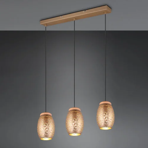 SOSPENSIONE A SOFFITTO 3 LUCI IN METALLO COLOR CAFFÈ E27 BIRKITA