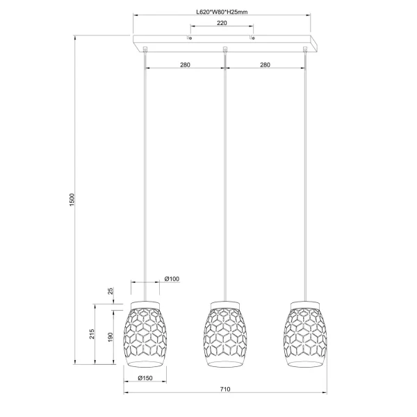 SOSPENSIONE A SOFFITTO 3 LUCI IN METALLO COLOR CAFFÈ E27 BIRKITA SOSPENSIONE A SOFFITTO 3 LUCI IN METALLO COLOR CAFFÈ E27 BIRKITA