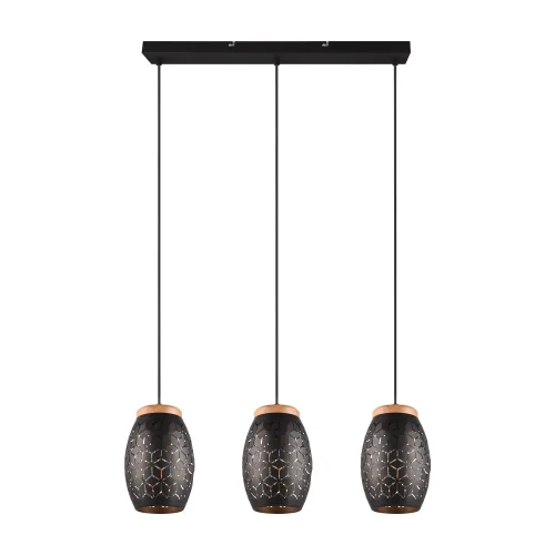 SOSPENSIONE A 3 LUCI IN METALLO NERO E27 BIRKITA