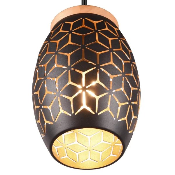 SOSPENSIONE A 3 LUCI IN METALLO NERO E27 BIRKITA